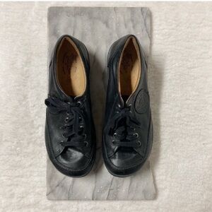 Portofino Lace Up Walking Shoe Size 8.5 Black Leather